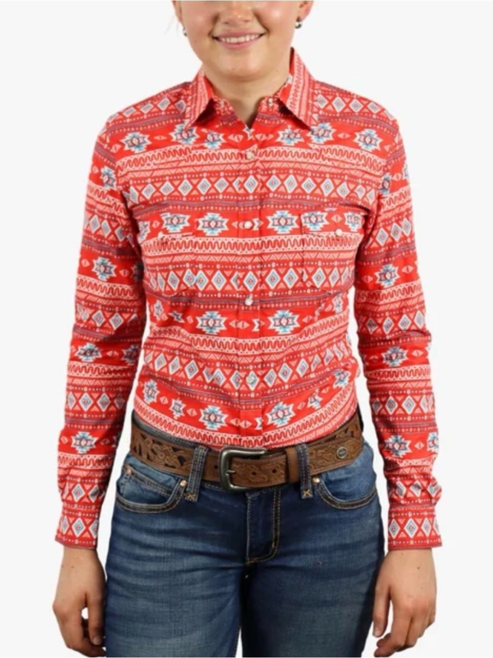 Girls' Panhandle Pearl Snap Western Long Sleeve Button Down Shirt